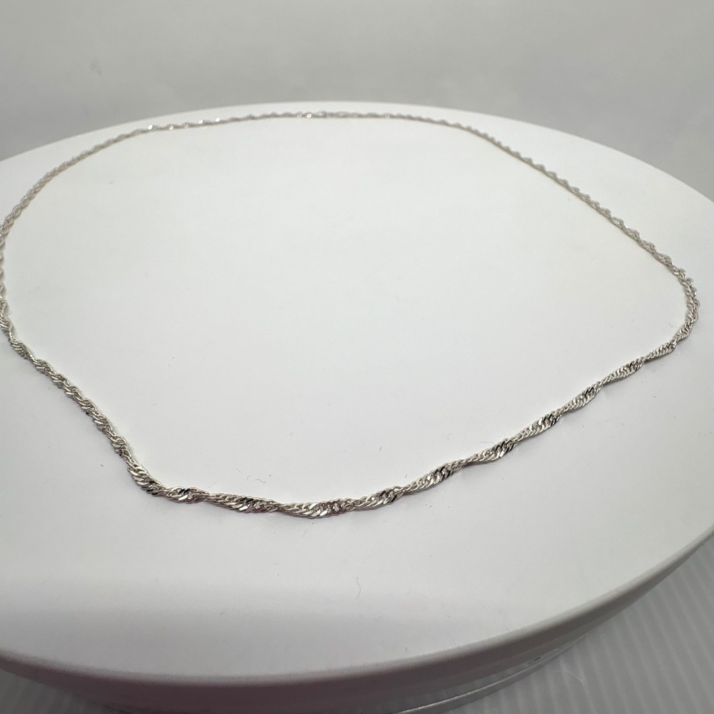 925 Sterling Silver Singapore Twisted Chain Necklace 22 Inch Made in Italy - Picture 7 of 12